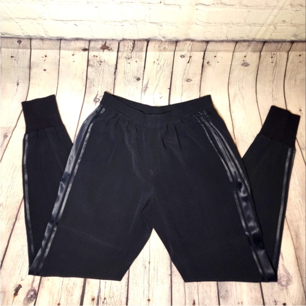 Vince Silk Tuxedo Jogger Pants, black Size large - Picture 5 of 10